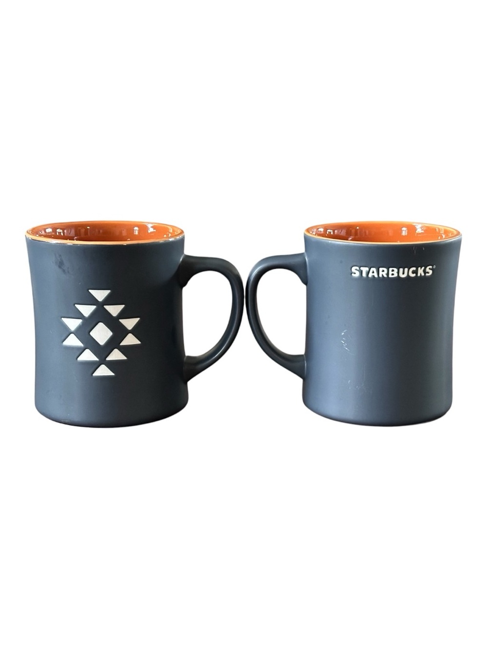 2012 Guatemala Antigua Etched Matte Black Aztec Tribal Coffee Mugs